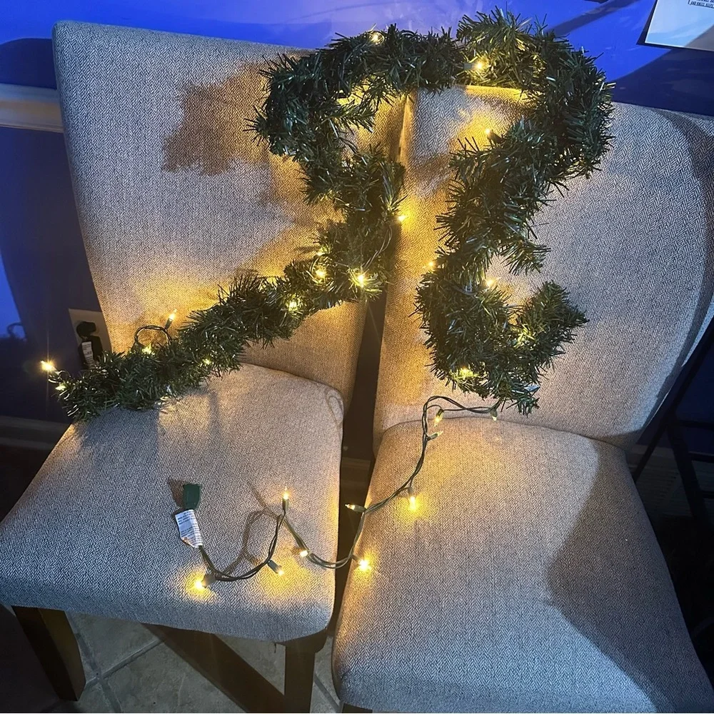 Christmas Garland Light Up White Lights Beautiful Green Holiday